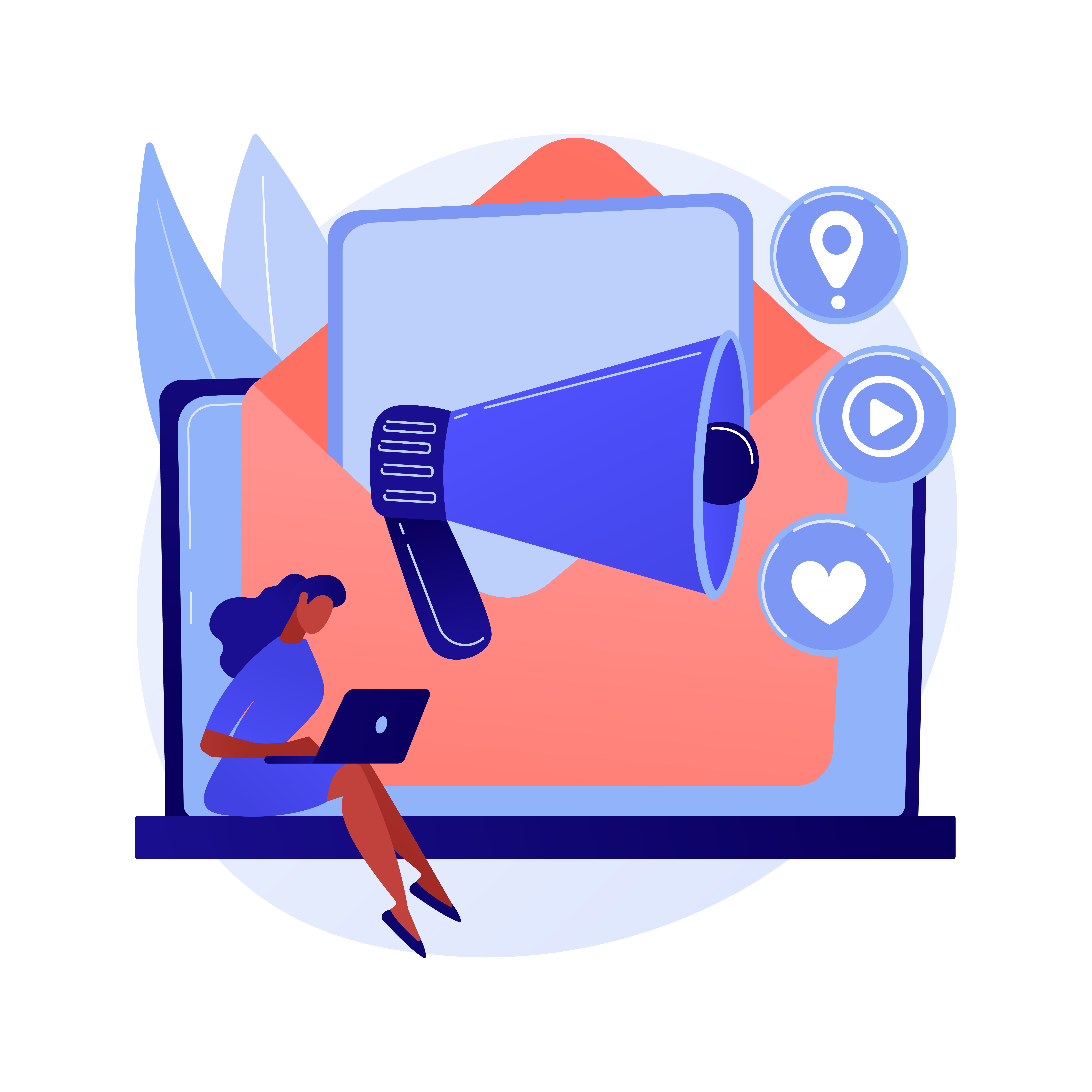 Email marketing abstract concept vector illustration. Email newsletter service, personalized message, connect with a customer, automated sending tool, permission based marketing abstract metaphor.